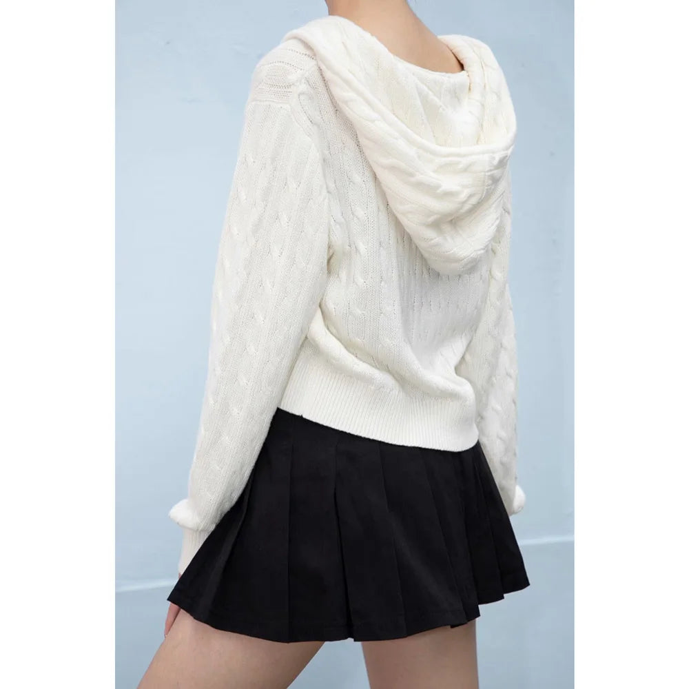 Women'S Long Sleeve Knitted Crop Sweater Autumn Zipper Cardigan Girls Brandy Mandy Style Top