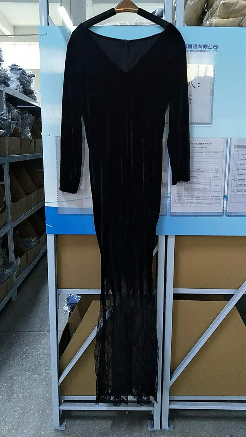 Women Maxi Dress V Collar Black Lace Dress Long Sleeve Party Gown Female Autumn Elegant Vestidos Lapel Rope High Waist Dress