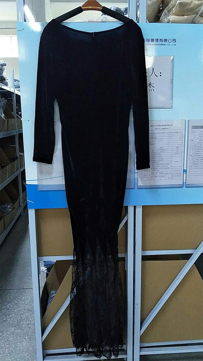 Women Maxi Dress V Collar Black Lace Dress Long Sleeve Party Gown Female Autumn Elegant Vestidos Lapel Rope High Waist Dress